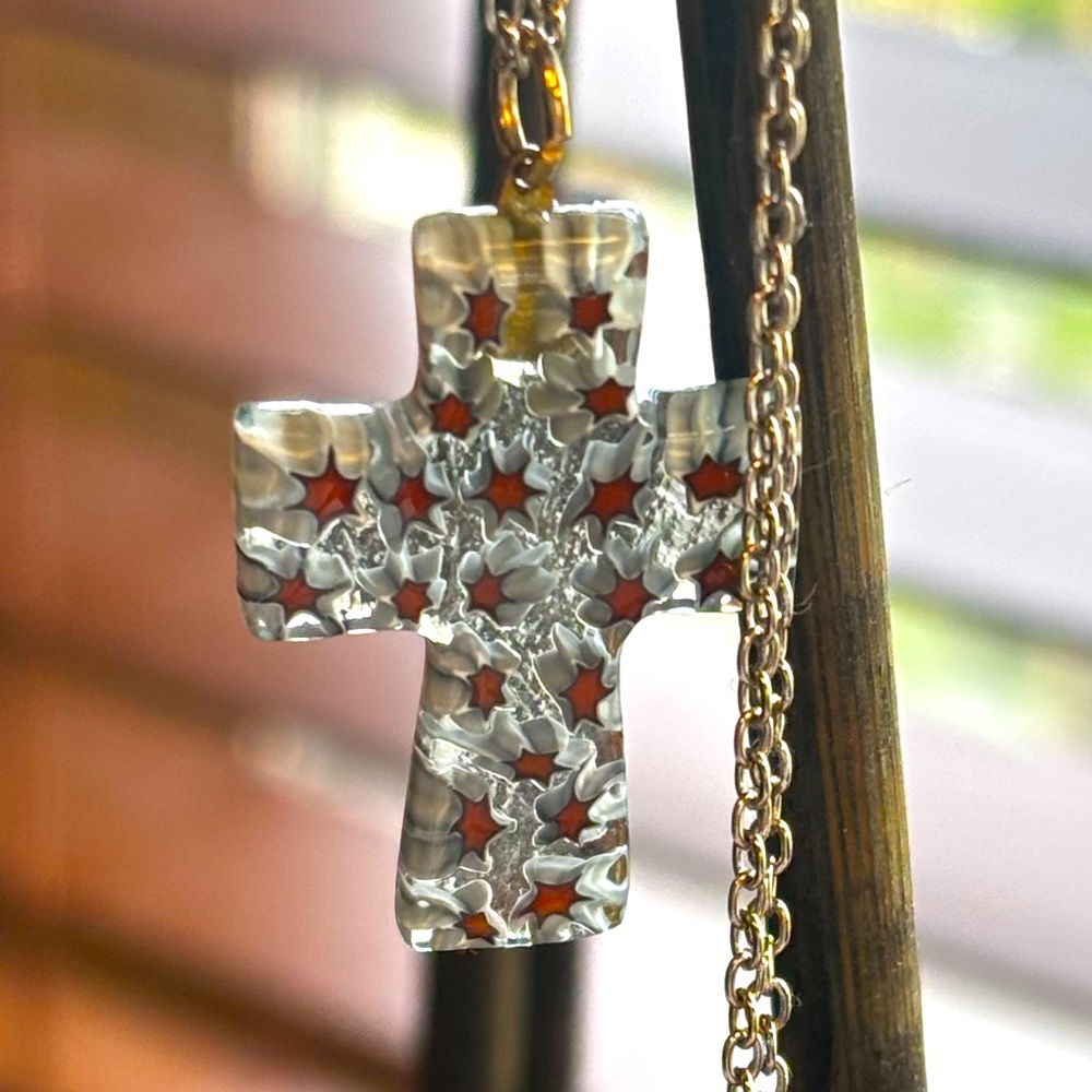 Venetian murano millefiori glass cross